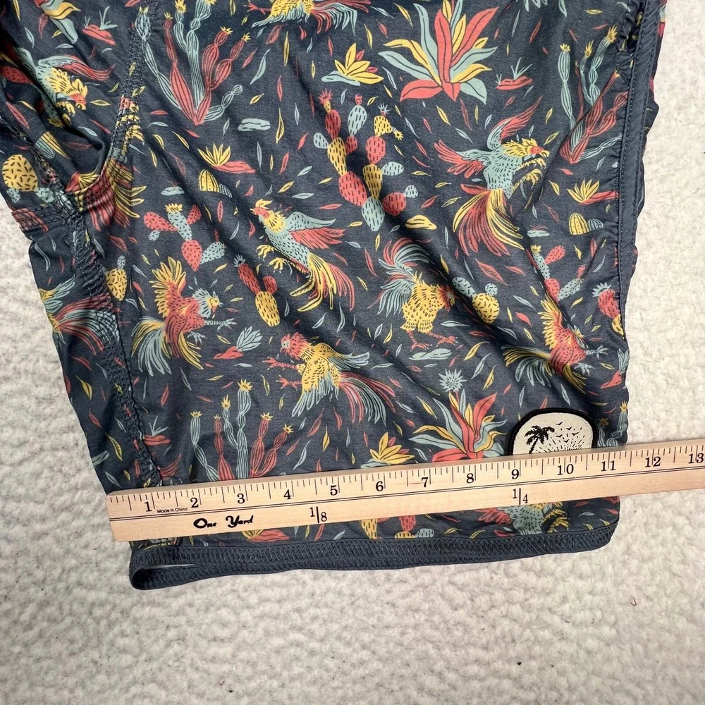 Howler Bros Board Shorts Mens 34 Blue Rooster Cactus Print Swim Trunks